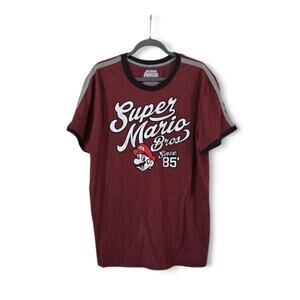 Super Mario Bros Since 85 Ringer T-Shirt Mens 2XL Maroon Nintendo Graphic Tee